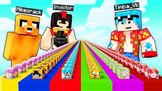 MINECRAFT pero JUGAMOS una CARRERA de LUCKY BLOCKS de LOS COMPAS  Mikecrack, Invictor y Timba Vk