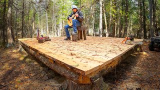 Log and ChainsawMilled Lumber Gazebo Foundation Build #16