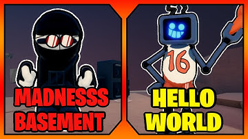 How to get "HELLO WORLD!" & "MADNESS BASEMENT" BADGES + HEX/HANK SKINS in A FUNKY FNF RP || Roblox