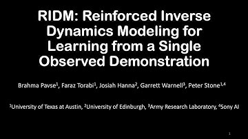 RIDM: Reinforced Inverse Dynamics Modeling for Learning from a Single Observed Demonstration