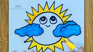 SUN Drawing - Easy Kids Drawings | Sun Drawing Tutorial