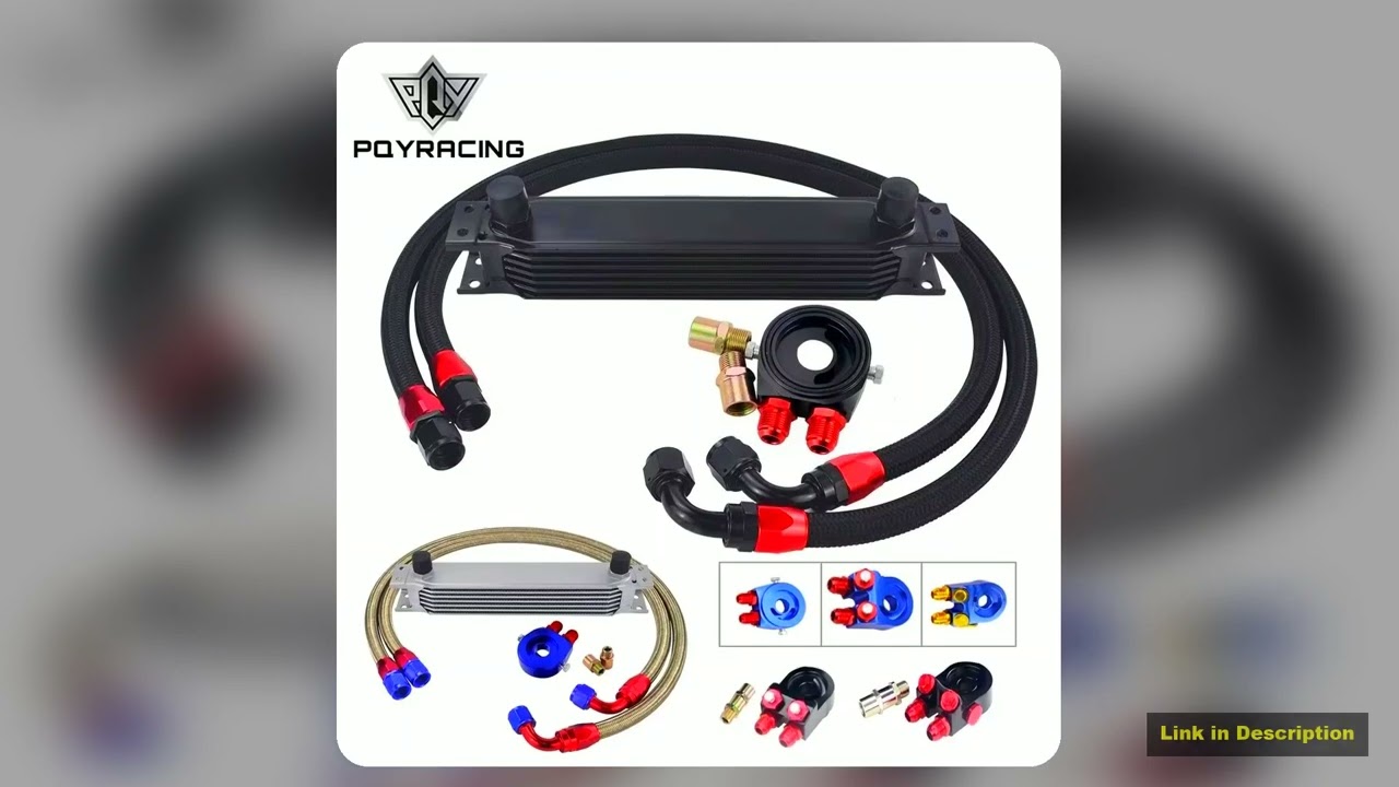 7 Rows Oil Cooler Kit AN10 Transmission Oil Cooler Kit Oil Filter Adapter Stainless Steel Braided