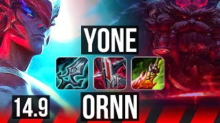 YONE vs ORNN (TOP) | 12 solo kills, 65% winrate | BR Master | 14.9