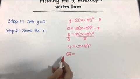 Finding the x-intercepts vertex form