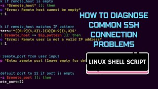 A shell script to diagnose common SSH connection problems and provide possible solutions on Linux