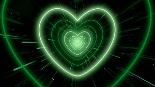 Neon Heart Tunnel💚Green Heart Background | Neon Lights Background Effect | Heart Moving Background
