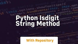 Python isdigit string method
