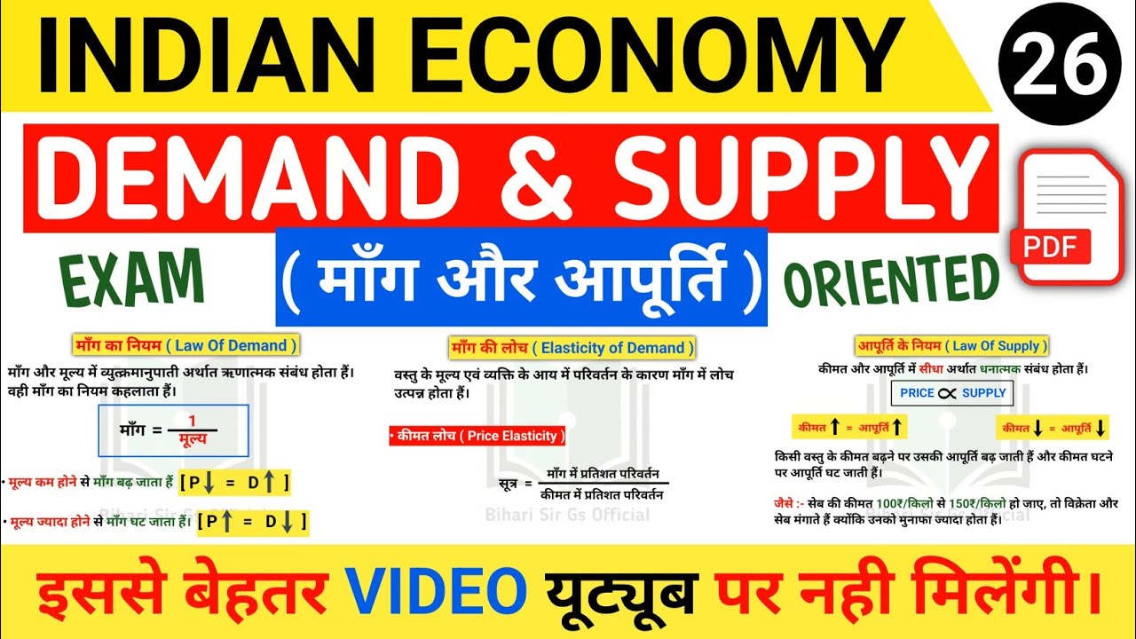 demand and supply economics | माँग और आपूर्ति | Indian Economics | SSC, CGL, GD, CHSL, RAILWAY |