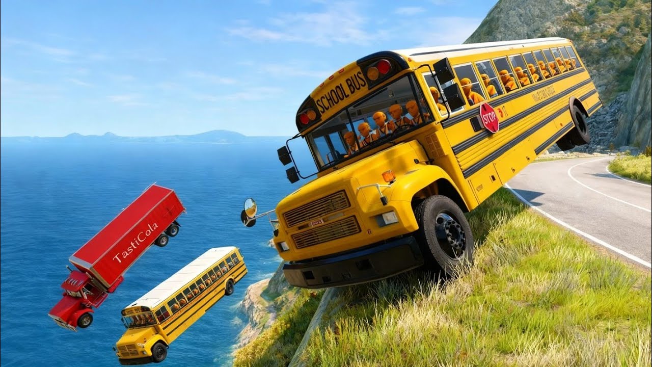 School Bus on Dangerous Mountain Road 😱  | BeamNG.drive | Ep #112