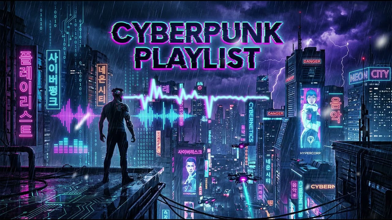 [PLAYLIST] 20년 뒤 한국에서 유행할 사이버펑크 감성 I 신나는 BGM 활기찬 음악