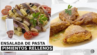 PIMIENTOS RELLENOS de langostinos - ENSALADA de pasta con alubias // con Arguiñano