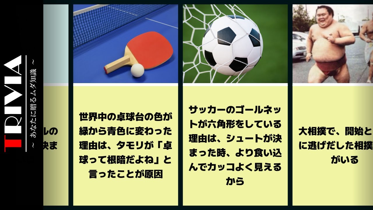 雑学】思わずへぇ～となるスポーツに関する面白雑学 #01【まとめ・比較 