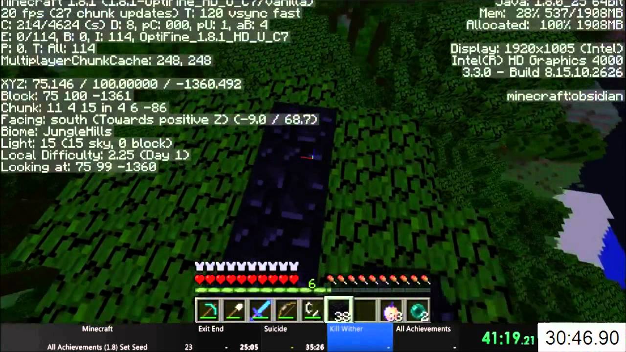 Minecraft All Achievements (1.8) Set Seed in 5922.35 IGT (Old WR