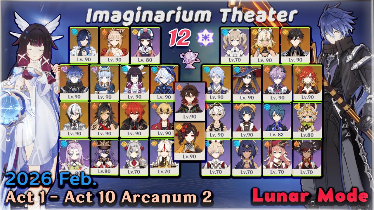 Imaginarium Theater (Luna IV) Act 1 - Act 10 Arcanum 2 Lunar Mode / Genshin Impact