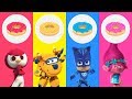 Learn Colors With Mini Force, Super Wings, PJ Masks, Trolls &amp; Donut For Babies Kids