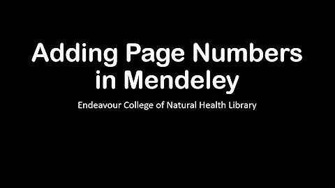 Adding Page Numbers in Mendeley