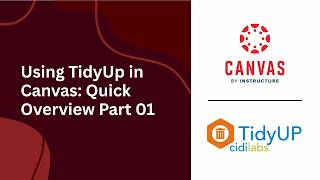 Using TidyUp in Canvas: Quick Overview Part 1