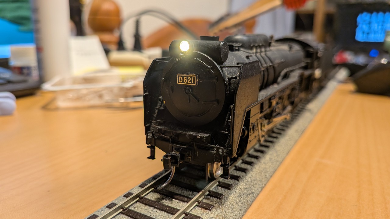 カツミ　Ｄ６２　蒸気機関車　ヘッドライト点灯化改造　試運転　鉄道模型　ＨＯゲージ
