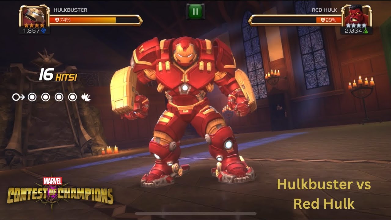 Marvel Contest of Champions Hulkbuster vs Red Hulk Gameplay - YouTube