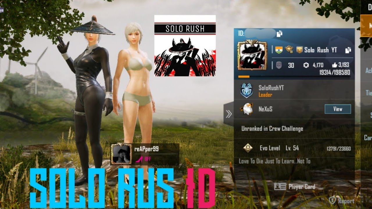 Solo Rush pubg id | solo Rush Id in pubg | solo Rush Id op