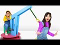 Ellie and Charlotte Wrecking Ball Crane Toy Adventure