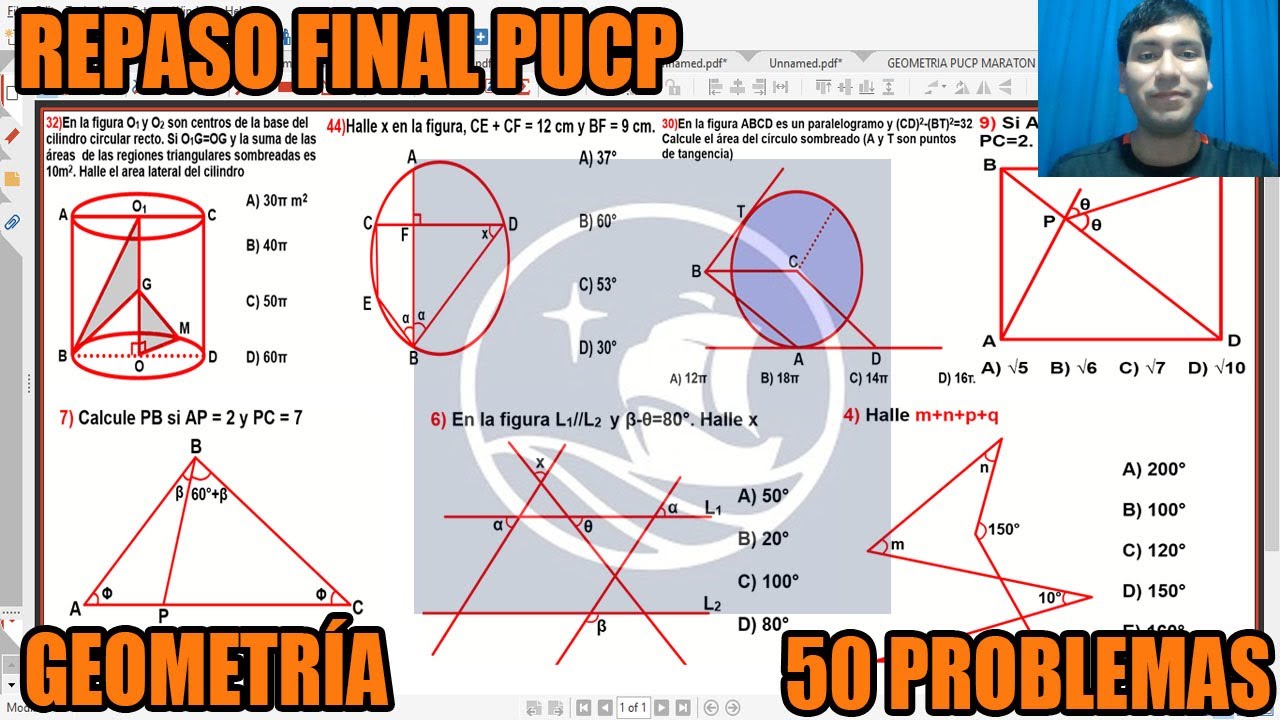 ¡50 PROBLEMAS! REPASO FINAL ADMISION PUCP GEOMETRÍA (PROBLEMAS TIPO EXÁMEN DE ADMISION)