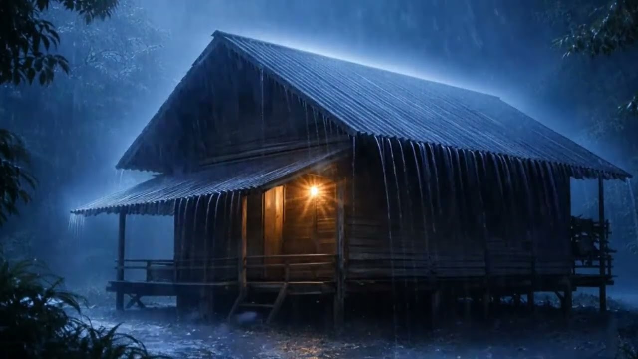 Quality Sleep in 3 Minutes with Heavy Rain & Violent Thunder on Metal Roof at Night
