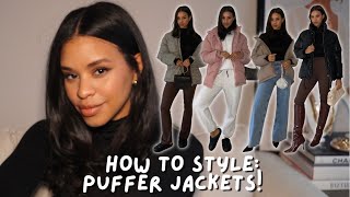 HOW TO STYLE: PUFFER JACKETS!!! 6 warm outfit ideas for running errands or going out to dinner!