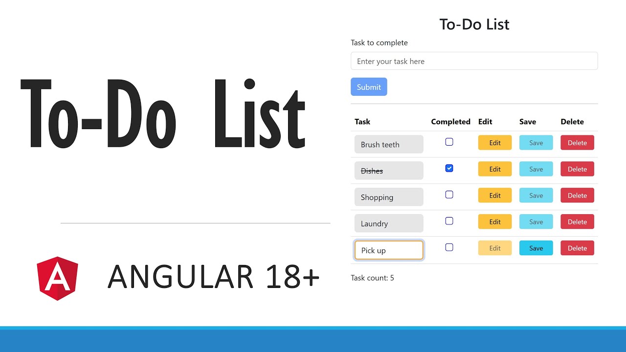 To-Do List with Angular 18+ with source code in GitHub