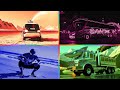 RED MONSTER TRUCK 🆚 NEON NIGHT BUS 🆚 BLUE SPIDER 🆚 GREEN SHARK TRUCK CRAZY BRAINROT | Tiles Hop EDM