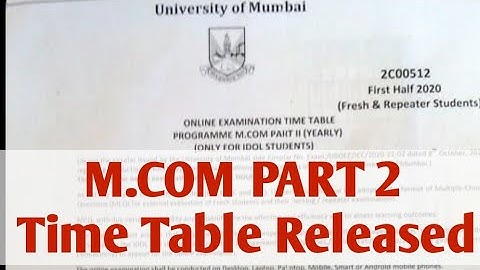 MCOM PART 2 IDOL Time Table | Mumbai University | MCQ Exam | Ashish Sir