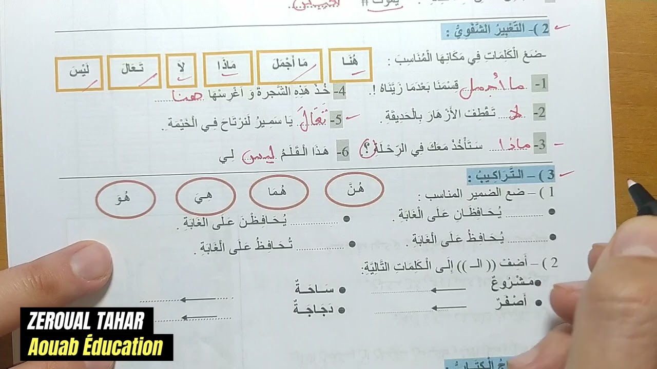 حل نموذجي لامتحان الفصل الثاني في اللغة العربية 2023-2024  (نموذج01 )≡ الثانية ابتدائي