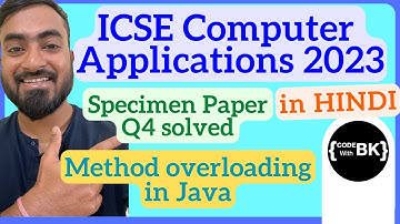 Class X ICSE 2023 Computer Applications Specimen Paper Q4 solved | Java coding in Hindi