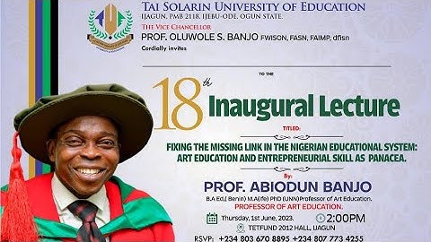18TH INAUGURAL LECTURE - PROF. ABIODUN BANJO