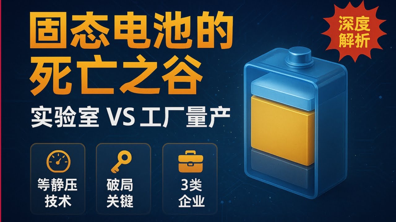 【产业深度】固态电池的 “死亡之谷” 有多坑？实验室样品能打，量产却 “拉胯”？等静压技术才是破局关键，这 3 类企业最值得追踪！