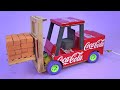 Make an Amazing Mini Forklift Toy Vehicle with Soda Cans and Motor