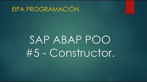 SAP ABAP POO # 5 - Constructor