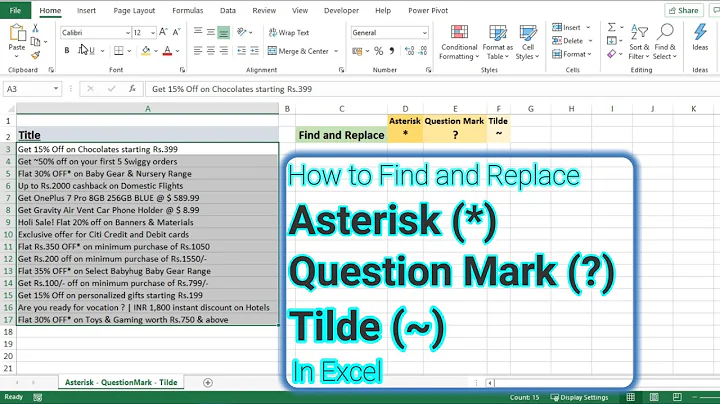 How to find Asterisk(*) - Question Mark(?) - Tilde(~) in excel ❔ Find and Replace Special Characters