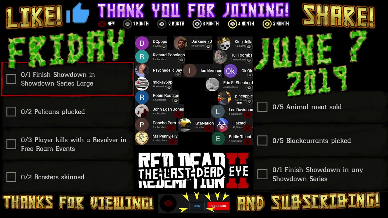  Friday June 7 2019 RDR2 Online Daily Challenge List 6 7 19 Red Dead 