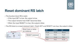 4   RS and SR function blocks