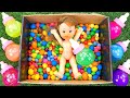 Satisfying Video ASMR | Mixing Candy in Rainbow Box with Magic Balls Slime & M&M Cutting ASMR