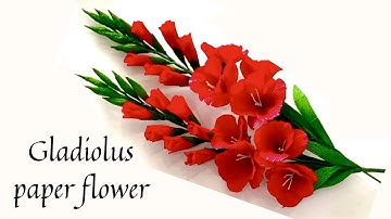 How To Make Gladiolus Paper Flower With Crepe Paper Craft Tutorial || Paper Craft
