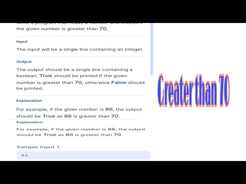 Python || CCBP || Coding Practice 2A || Greater than 70