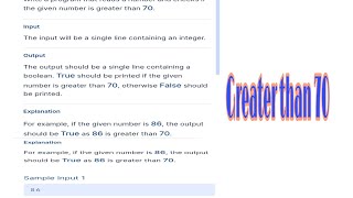 Python || CCBP || Coding Practice 2A || Greater than 70