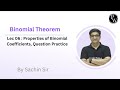 Lec 06 : Properties of Binomial Coefficients, Question Practice