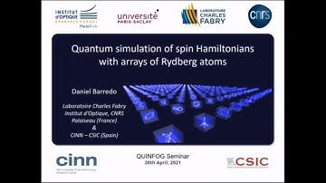 Daniel Barredo -- "Quantum simulation of spin Hamiltonians with arrays of Rydberg atoms"