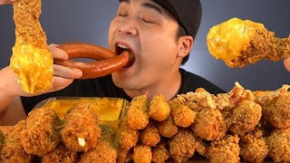 Fried Chicken Drum Stick, Cheese Roll Katsu, Kielbasa, Fried Shrimp Mukbang