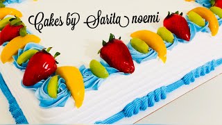 Como decorar un pastel de media plancha con frutas | Decoración de pastel sencillo para hombre