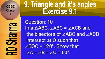 ∠ABC=∠ACB and the bisectors of ∠ABC and ∠ACB intersect at O such that ∠BOC=120°. Show ∠A=∠B=∠C=60°