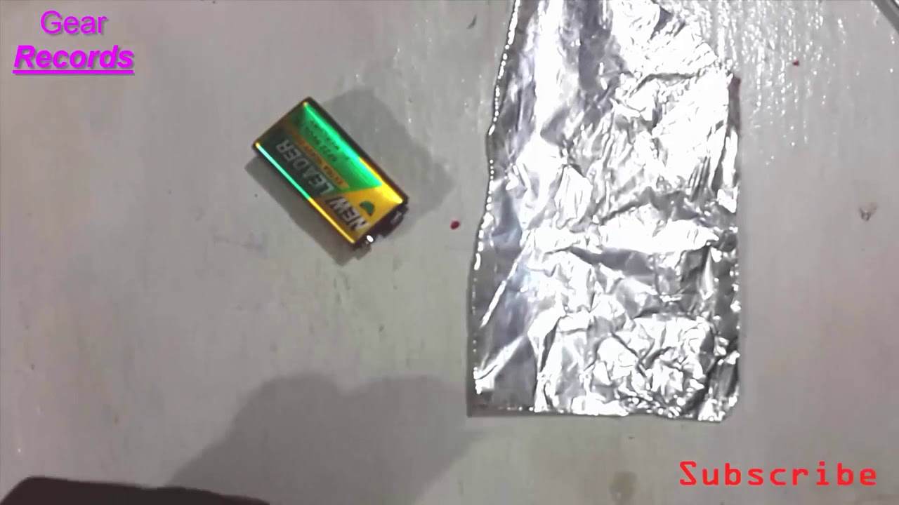 How to set up fire with battery and aluminum foil Paper Records) YouTube